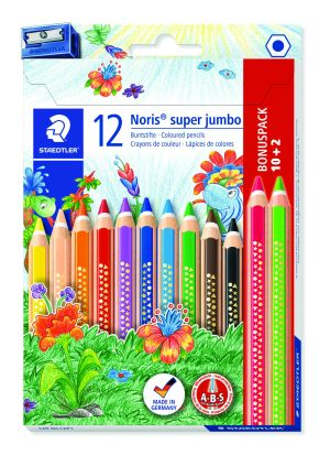 Цв. м-ви Staedtler NC 129 Super Jumbo, 10+2цв+остр
