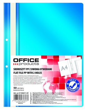 Папка Office Products с прозрачно лице с перфорация, синя