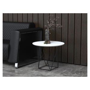 RFG Ниска маса Erika H, 52 x 52 x 42 cm, плот бял и черни метални крака, сглобена мостра