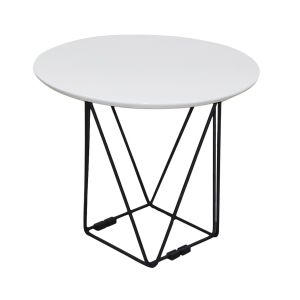 RFG Ниска маса Erika H, 52 x 52 x 42 cm, плот бял и черни метални крака, сглобена мостра