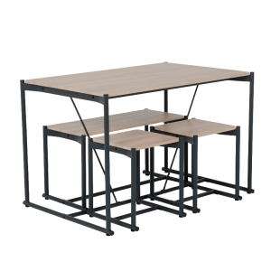 Комплект маса с пейка и две табуретки BREVIK - дъб сонома