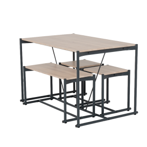 Комплект маса с пейка и две табуретки BREVIK - дъб сонома