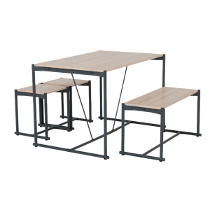 Комплект маса с пейка и две табуретки BREVIK - дъб сонома