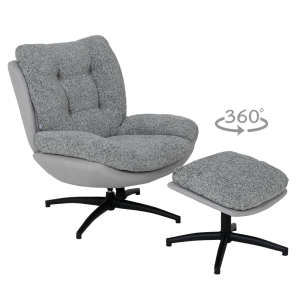 Кресло с табуретка CHAVES - сив