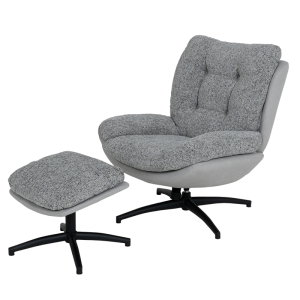 Кресло с табуретка CHAVES - сив