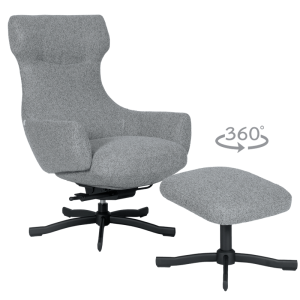 Кресло с табуретка LAMEGO - сивo