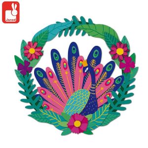 Релефен стенен орнамент Janod, паун