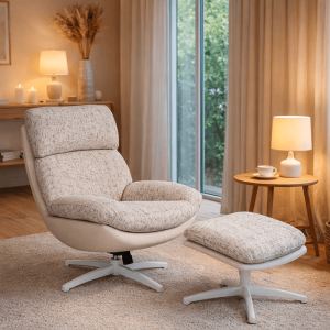 Кресло с табуретка VALONGO - крем