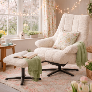 Кресло с табуретка ALFENA - крем