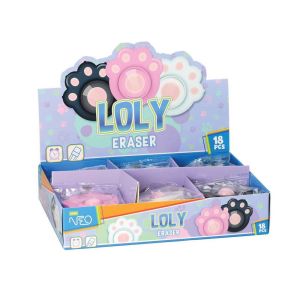 Гума за молив Sazio Loly, с пуш лапичка, асорти