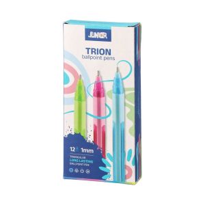 Химикалка Junior Trion, с капачка, 1 mm, асорти