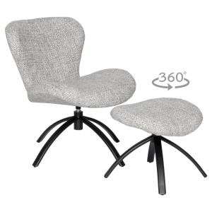 Кресло с табуретка HAMS - сиво