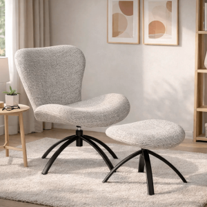 Кресло с табуретка HAMS - сиво