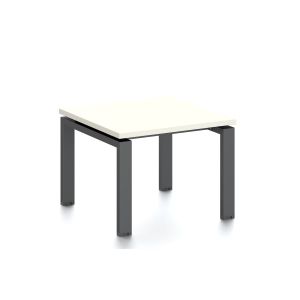 Ниска маса RFG Monaco, 600 x 600 x 450 mm, ПДЧ 25 mm, бял плот, черни метални крака