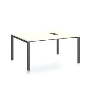Заседателна маса RFG Monaco, 1600 x 1200 x 750 mm, ПДЧ 25 mm, с отвор за кабели, бял плот, черни метални крака