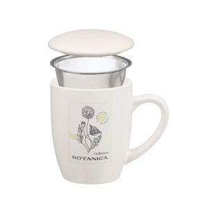 Чаша Vessia Botanic, порцеланова, с филтър и капак, 340 ml, асорти