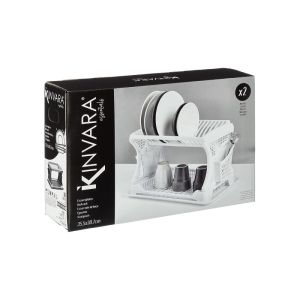 Сушилник за съдове Kinvara, на 2 нива, бял