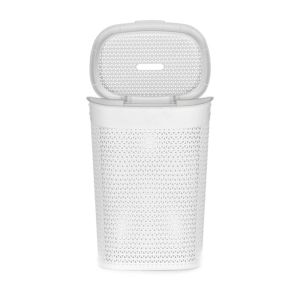 Кош за пране Kipit, с капак, 60 L, бял