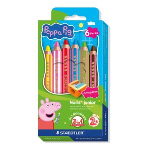 Цветни  моливи Staedtler NJ Peppa Pig 140, 3в1, 6 цвята