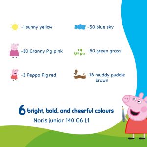 Цветни  моливи Staedtler NJ Peppa Pig 140, 3в1, 6 цвята