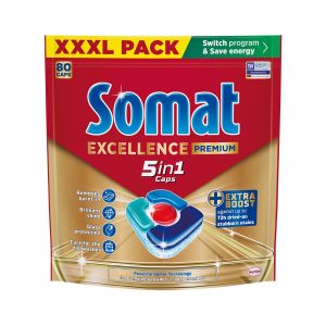 Таблетки за съдомиялна Somat XXXL Excellence, 5 в 1, 80 броя