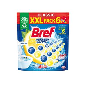 Ароматизатор за тоалетна Bref Power Aktiv, лимон, 6 х 50 g