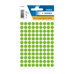 Herma Самозалепващи се етикети, кръгли, диаметър 8 mm, 108 броя на лист, 5 листа, зелени