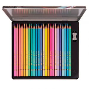 Моливи CREIONAT 24 цвята, пастелни в метална кутия с острилка