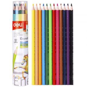 Моливи цветни Deli Enovation C112-12 цвята в пластмасов тубус