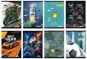 Тетрадка О+, А5, 40 л,тесни и широки редове,телчета,2026 Вариант1 момче