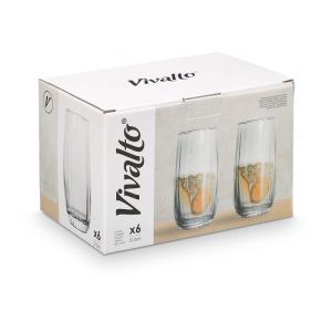 Чаша Vivalto, стъклена, релефни линии, 510 ml, 6 броя