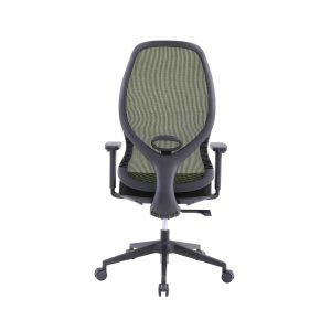 Ергономичен стол RFG STAR HB, дамаска и меш, Synchronous механизъм, до 150 kg, черна седалка, зелена облегалка