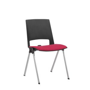 Посетителски стол RFG Sweet Chrome Black, текстил, до 120 kg, червен, 2 броя в комплект