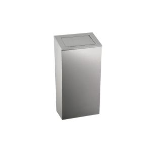 Кош за отпадъци Dayco, с натискащ се капак, метален, 21.5 х 30 х 40 cm, 25 L, инокс