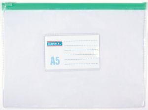 Папка с цветен цип Donau, A5, 170микрона 240х180mm, прозрачно