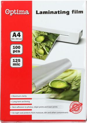 Фолио за ламиниране Optima А4, 125my, опаковка 100