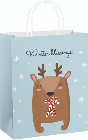 Подаръчна торбичка XMAS Eco white Medium, 22x25x10 cm