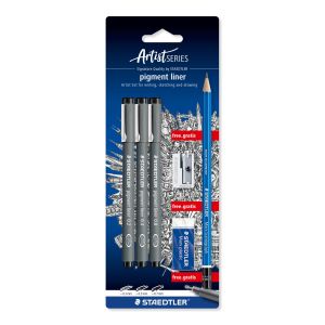 Комплект тънкописци Staedtler Pigment Liner, 6 части