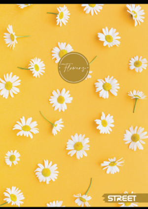 Тетрадка с телчета А4, 60 листа, широки редове, БГ, Flowers