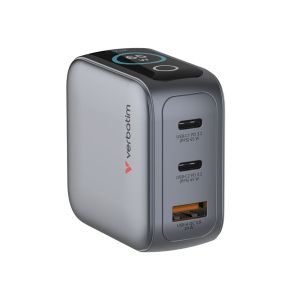 Зарядно устройство Verbatim Mini, GaN, 65 W, сиво