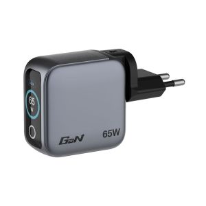 Зарядно устройство Verbatim Mini, GaN, 65 W, сиво