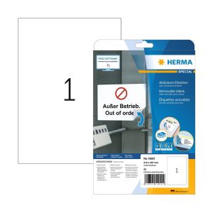 Herma Самозалепващи се етикети, A4, презалепващи, 210 х 297 mm, 1 брой, 25 листа