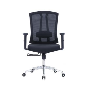 Ергономичен стол RFG Primo Lux Chrome W, дамаска и меш, Multi-function механизъм, до 130 kg, черен