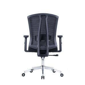 Ергономичен стол RFG Primo Lux Chrome W, дамаска и меш, Multi-function механизъм, до 130 kg, черен