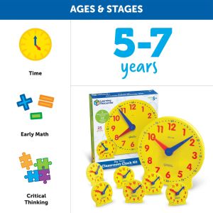 Learning Resources Комплект Часовници за училище, 25 броя