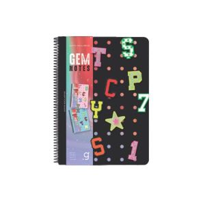 Gipta Тетрадка Gem Notes, A5, бяла хартия, широки редове, PP корица, със спирала, 80 листа