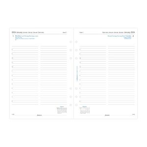 Filofax Пълнител за органайзер Classic, А5, за 2024 година, 1 ден на страница
