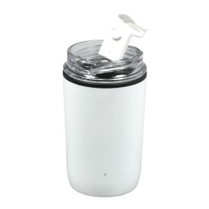 Термочаша Jansen, неръждаема стомана, двустенна, 300 ml, с брандиране, бяла, 50 броя