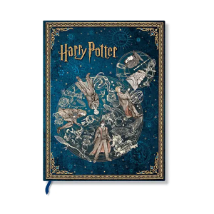 Paperblanks Тефтер Legends of Hogwarts, Midi, широки редове, твърда корица, 72 листа