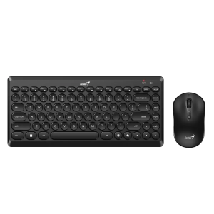 Комплект клавиатура Genius и мишка LuxeMate Q8000, черни, USB Type-A, 4 бутона на мишката, 12 бързи бутона на клавиатурата